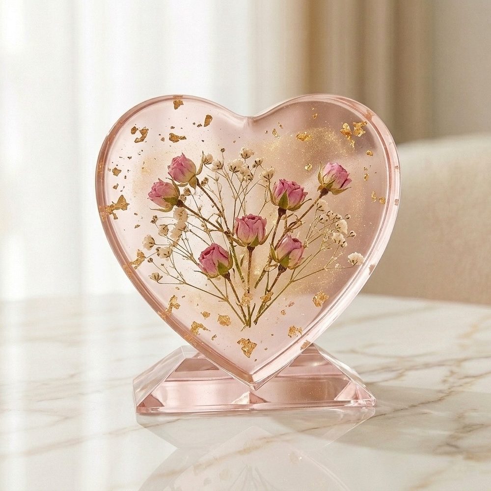 Corazón con Base — rosa con capullos