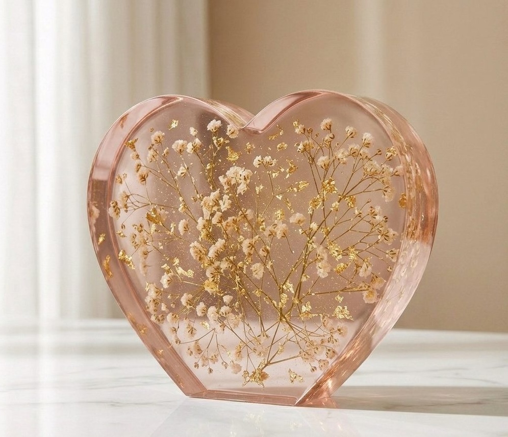 Corazón Grande — rosa pastel con dorado