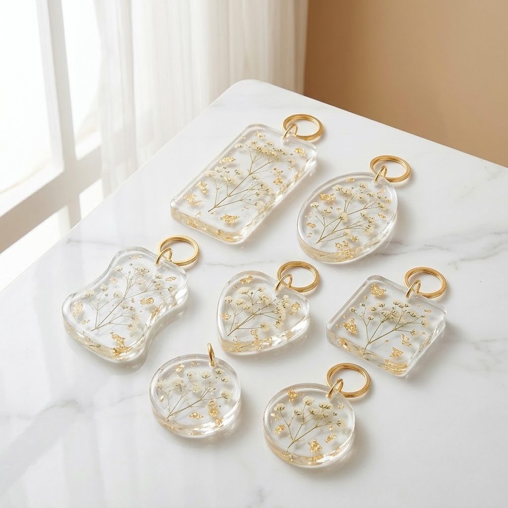 Llaveros — transparentes con dorado
